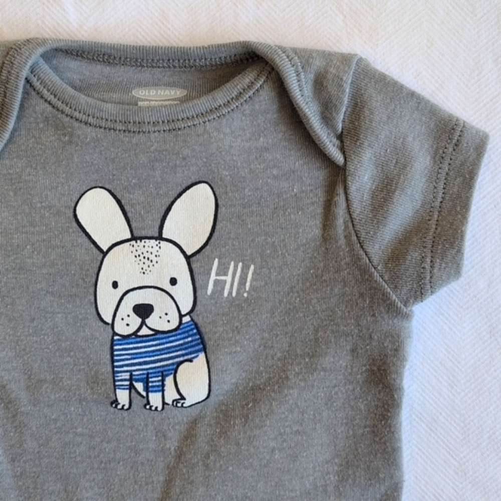 old navy dog graphic short sleeve bodysuit diaper shirt up to 7 lbs. baby boy